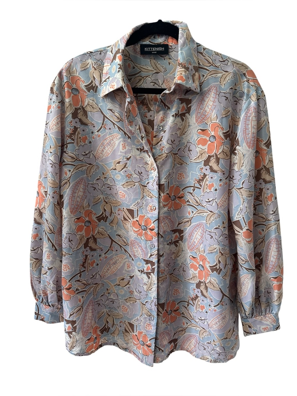 KITTENISH Floral Button-Up Blouse Size Small